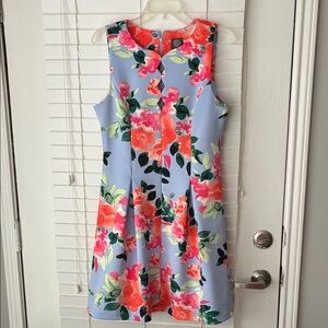 Vince Camuto Dress Fit & Flare Sleeveless Blue Orange SZ 12 like New!